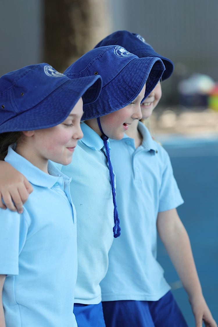 Image of students walking arm in arm and smiling